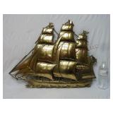 Mid Century Syroco Sailing Ship Wall Plaque ~ 27"w