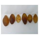 Amber Sea Glass Eggs ~ 2.5" & 3.5" Long