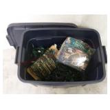 Rubbermaid Tote of Christmas String Lights & Clips