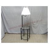 Round Tiered Glass Side Table w Lamp ~ Powers On
