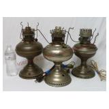 Vintage Electrified Metal Oil Lamps ~ 3 ~ Untested