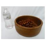 Mid Century 10" Wooden Bowl & Plastic Grapes