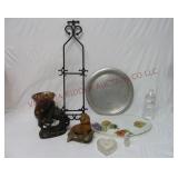 Platters, Vase, Wall Plate Rack & Figurines