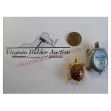 Enameled Turtle Brooch Pin & Turtle Figurine