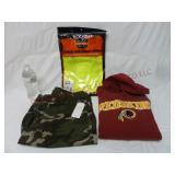 Safety Vest Camo Shorts & Kids Redskins Sweatshirt