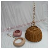Succulent Planter, Hanging Planter & Wicker Shade