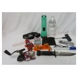 Fishing Reel, Survival Knife, Flashlights & More!!