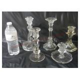 Vintage Glass Candlesticks / Taper Candle Holders