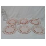 Pink Depression Etched Loop Salad Plates ~ 6