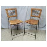 Wicker / Rattan & Metal Bar Stools ~ 24" to Seat