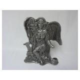 Angel & Lamb Metal Taper Candle Holder / Figurine