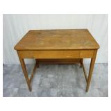 Vintage Wood School Desk w/ Center Drawer