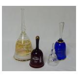 Lot of 4 Glass Decorative Hand Bells