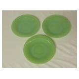 Set of 3 Vintage Jadeite Fire King Saucers 5-3/4"