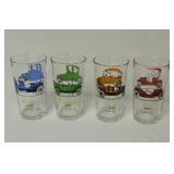 Set of 4 Hazel Atlas Antique Car Tumblers Glasses