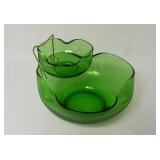 Mid-Century Hazel Atlas Green Chip & Dip Set