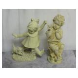 Lot of 2 Child Yard Ornaments / Statues