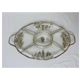 National Sterling Silver Overlay Divided Dish