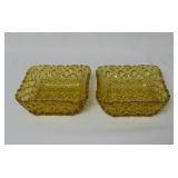 Set of 2 Amber Daisy & Button Square Berry Bowls