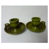 Set of Olive Green Candlestick Holders