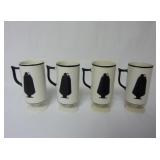 Set of 4 Vintage Zorro Capa Negra Coffee Cups Mugs