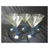 Set of Blue & Clear Martini Glasses