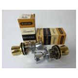 (2) Revere Brass / Chrome Locking Door Handles