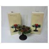 Set of 2 Larch & Ice Crystal Pedestal Hurricanes