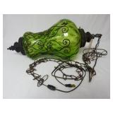 Vintage Green Hanging Swag Light / Pendant Lamp