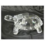 Lead Crystal Turtle Figurine ~ Large 7" Long
