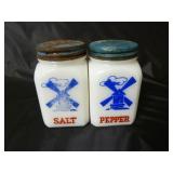 Vintage Milk Glass Windmill Salt & Pepper Shakers