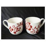 Set of Martha Stewart Red Floral Mugs