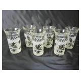 Set of Mid-Century Frosted & Silver Shot Glasses