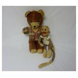 Vintage Teddy Bear & Hand Made Sock Monkey