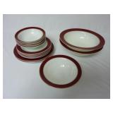 Lot of Maroon Gold Pyrex Dishes