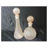 Set of 2 Satin Pink Glass Bottles