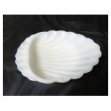 Vintage Milk Glass Scalloped Shell Shaped Dish