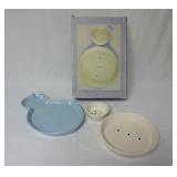 3 Piece Ceramic Snowman Snack Set