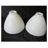 Set of 2 Vintage Milk Glass Waffle Lamp Shades