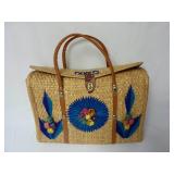 Vintage Mexican Straw Beach Tote / Handbag