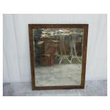 Antique Wood Framed Beveled Edge Mirror ~ 33" x 27