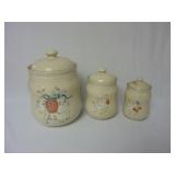 Set of 3 Duck / Goose Stoneware Canisters