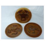 Set of 3 Pajaro del Cocle Panama Wood Chargers