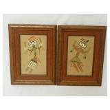 Set of Framed Navaho Sand Paintings ~ 5" x 7"