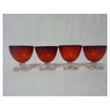 Set of Vintage Ruby Red & Clear Glass Dessert Cups