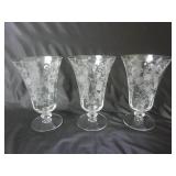 Tiffin-Franciscan Fuchsia (Etched) Footed Tumblers