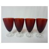 Vintage Anchor Hocking Ruby & Clear Footed Goblets