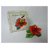 Hand Painted Porcelain Red Hibiscus Flower