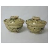 Set of Asian Covered Soup Bowls