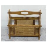 Vintage Wood & Cane Magazine Rack